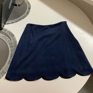 Aqua scalloped blue faux suede skirt size small